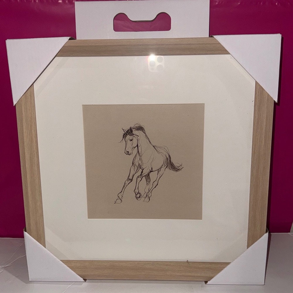 10x10 Square HORSE UNDER GLASS FRAME WALL ART Sketch THRESHOLD Target